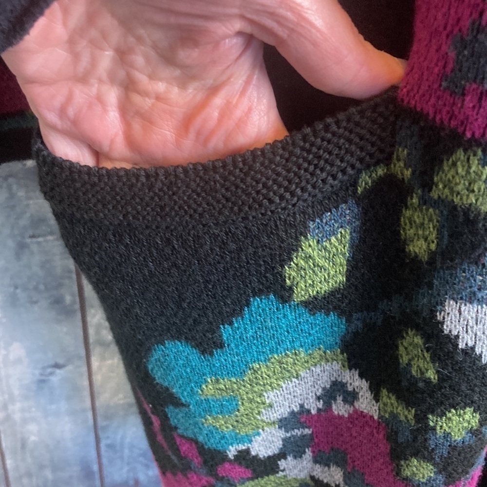 J. Jill Trailing Flowers Jacquard Topper Coat Large Lagenlook Floral Duster Fall - Picture 7 of 16